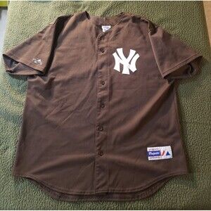 Vintage Vtg New York Yankees Majestic Brown Baseball Jersey 2XL XXL MADE IN USA